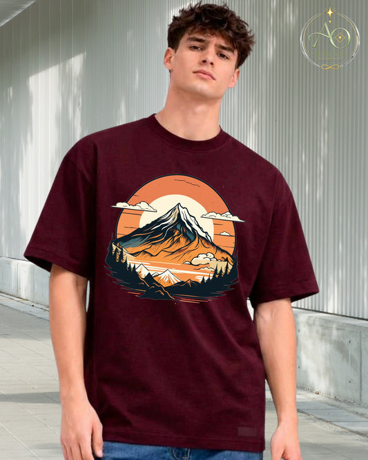 Mountain Sunset Graphic Oversized T-Shirt